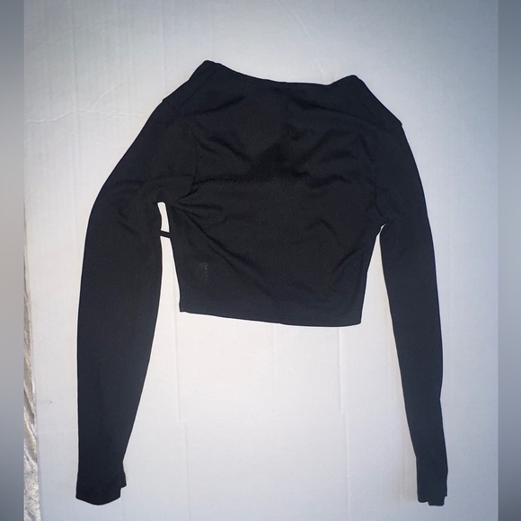 Flounce club black front tie open blouse - Picture 4 of 6